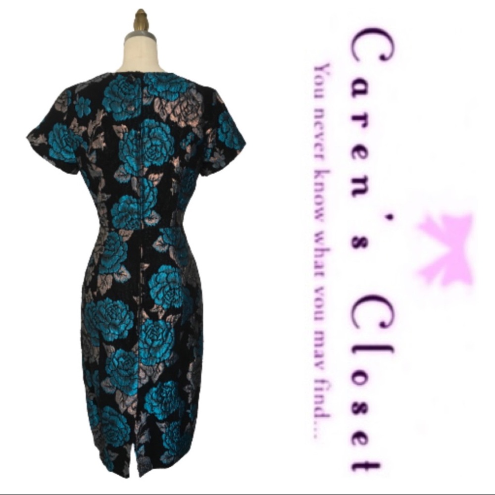 ASOS Metalic Floral Brocade Sheath Dress - Picture 5 of 8